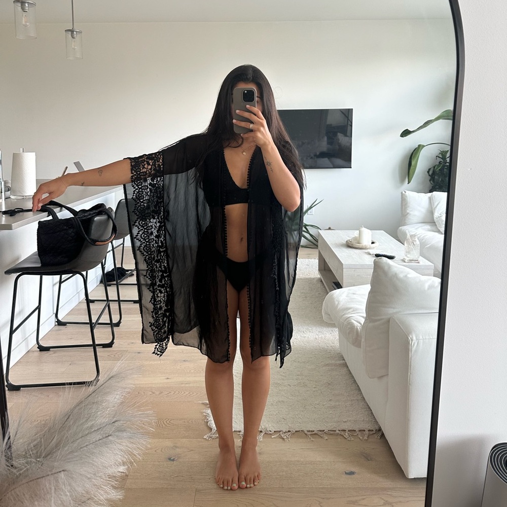 Sheer lace beach cover up